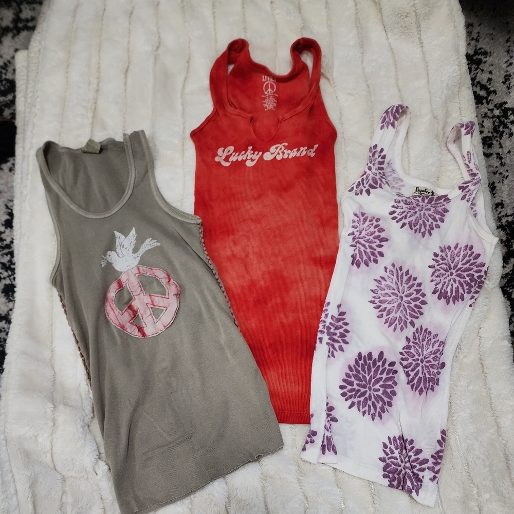 3 Lucky Brand Tanks, sold as a bunch only
